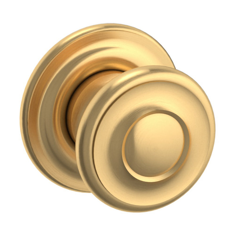Round Satin Brass Cabinet Knob Backplate