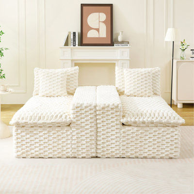 Canapé multifonctionnel luxueux en velours tortue blanche