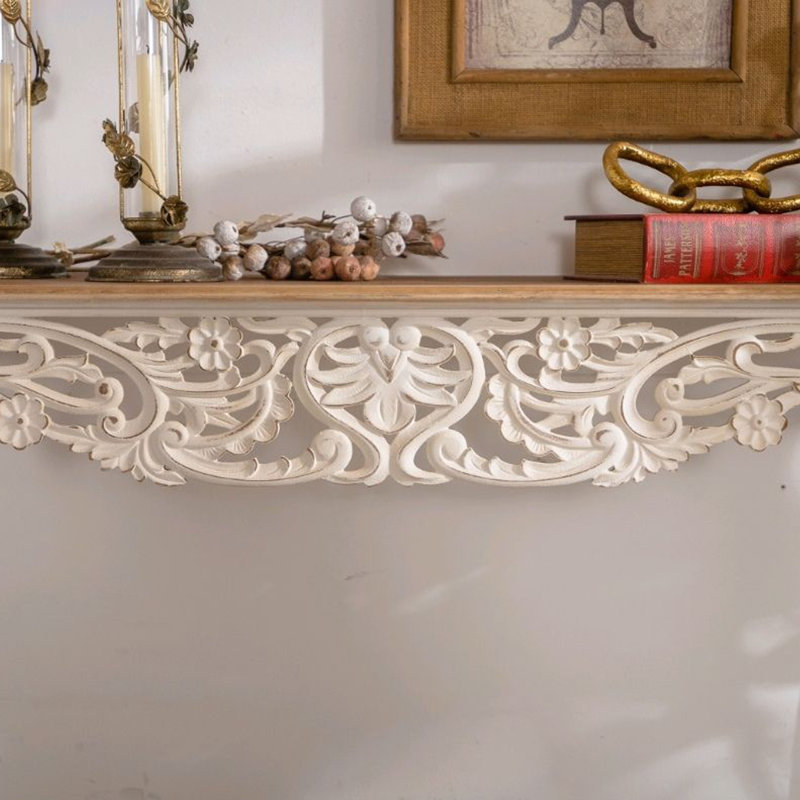 Console rectangulaire en bois manufacturé blanc naturel