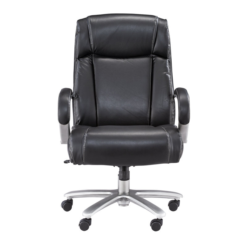 Executive High-Back Swivel Chair in Black Bonded Leather