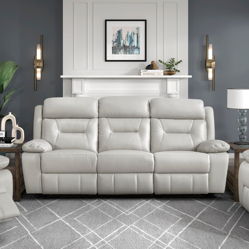 Upholstered 87 " Leather Match Sofa
