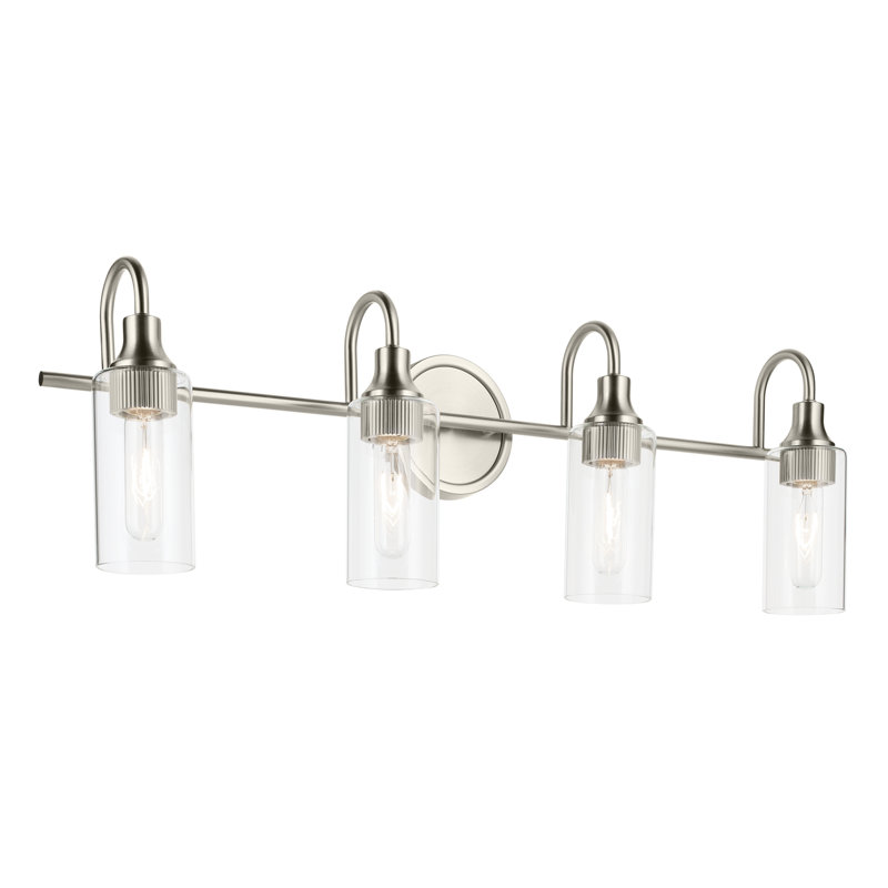 31.5" 4-Light Vanity Light with Clear Glass, Brushed Nickel