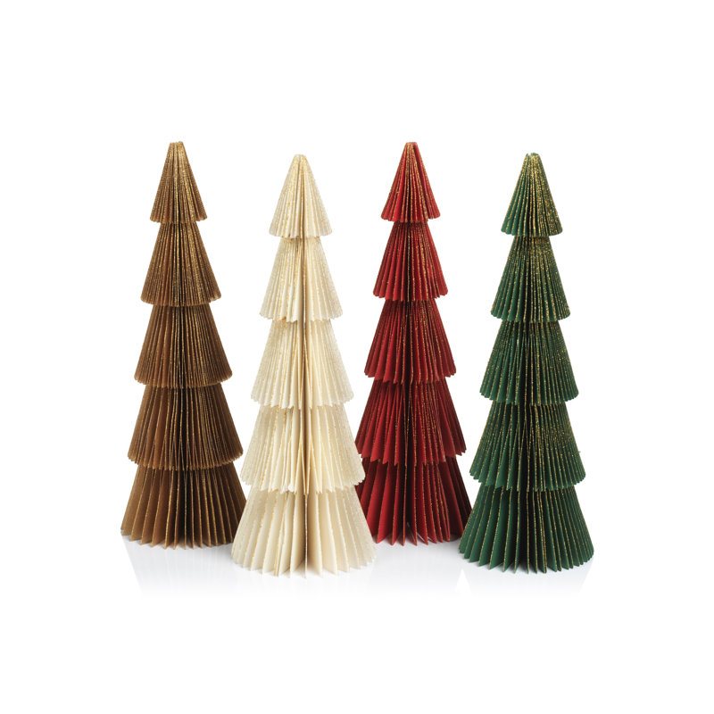 6 Piece Paper Decorative Tabletop Tree Set, Gold