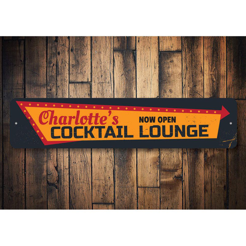 Plaque en aluminium Cocktail Lounge, H 4 po x l 18 po x P 0,04 po