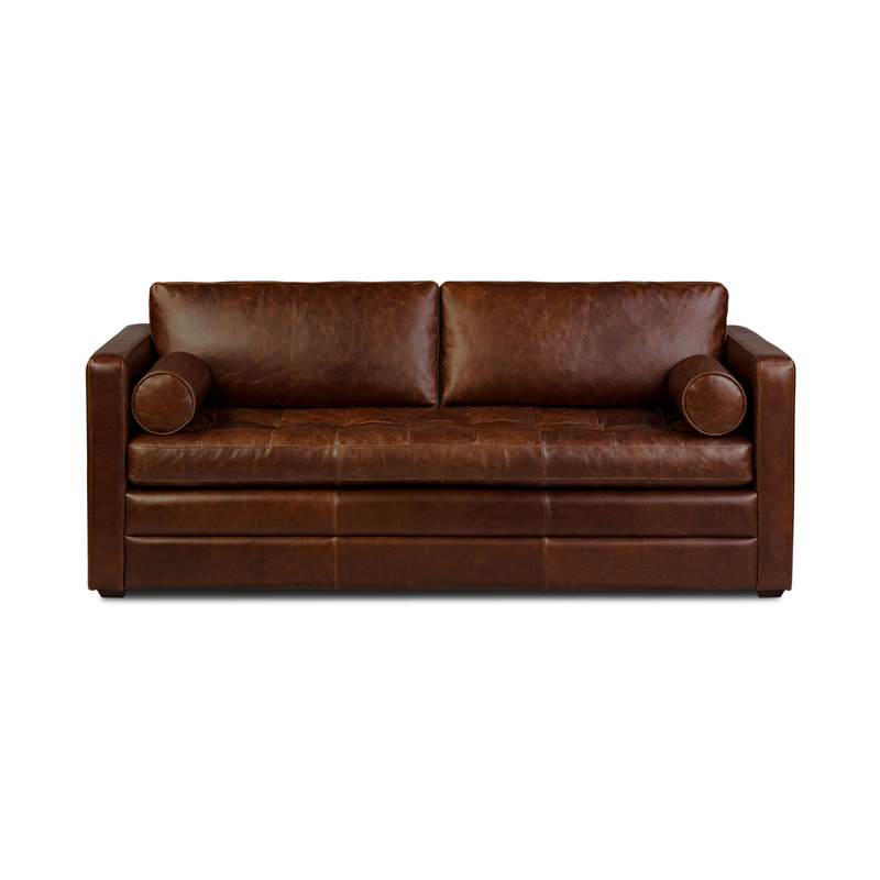 Bismarck 82'' Full-Grain Genuine Italian Leather Sleeper Sofa, Oscuro Brown