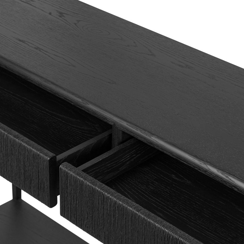 Rosenell Console Table-Natural Oak Veneer, Black Oak Veneer