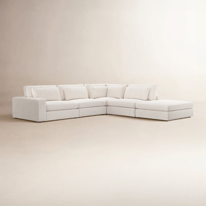 Bloor 4PC LAF Sectional W/ Ottoman-Essence Natural, Right Arm Facing, Essence Natural