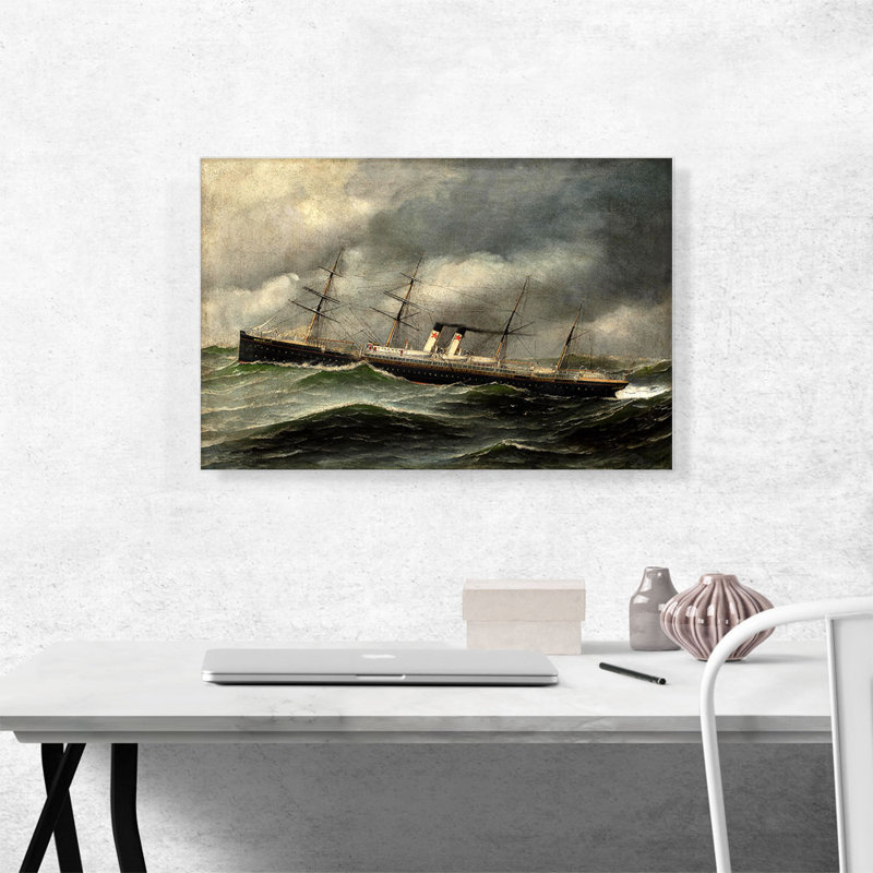 S.S. Westernland par Antonio Jacobsen - reproduction d'art sur toile tendue, H 18 po x l 26 po x P 1,5 po