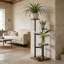 Support à plantes à 3 niveaux pour plantes d'intérieur, support à fleurs en coin rétro avec design multicouche pour le salon, tablette à plantes robuste à plusieurs niveaux pour plantes multiples