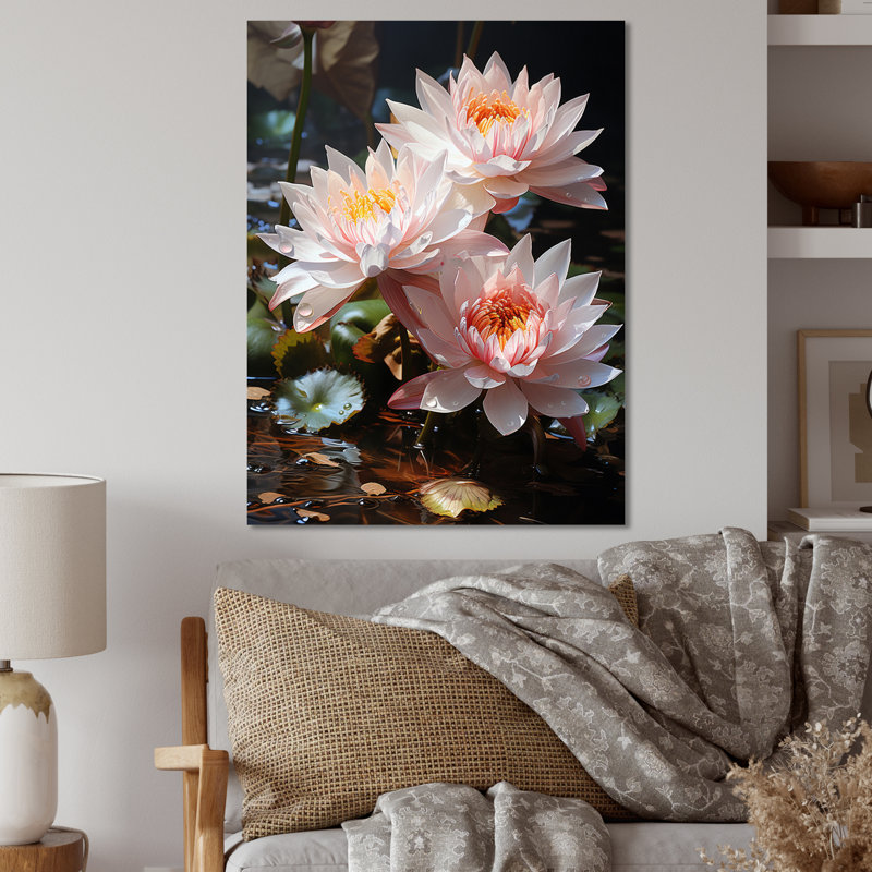 Égypte Lotus Serenity II - art mural floral en métal, H 32 po x l 16 po x P 1 po