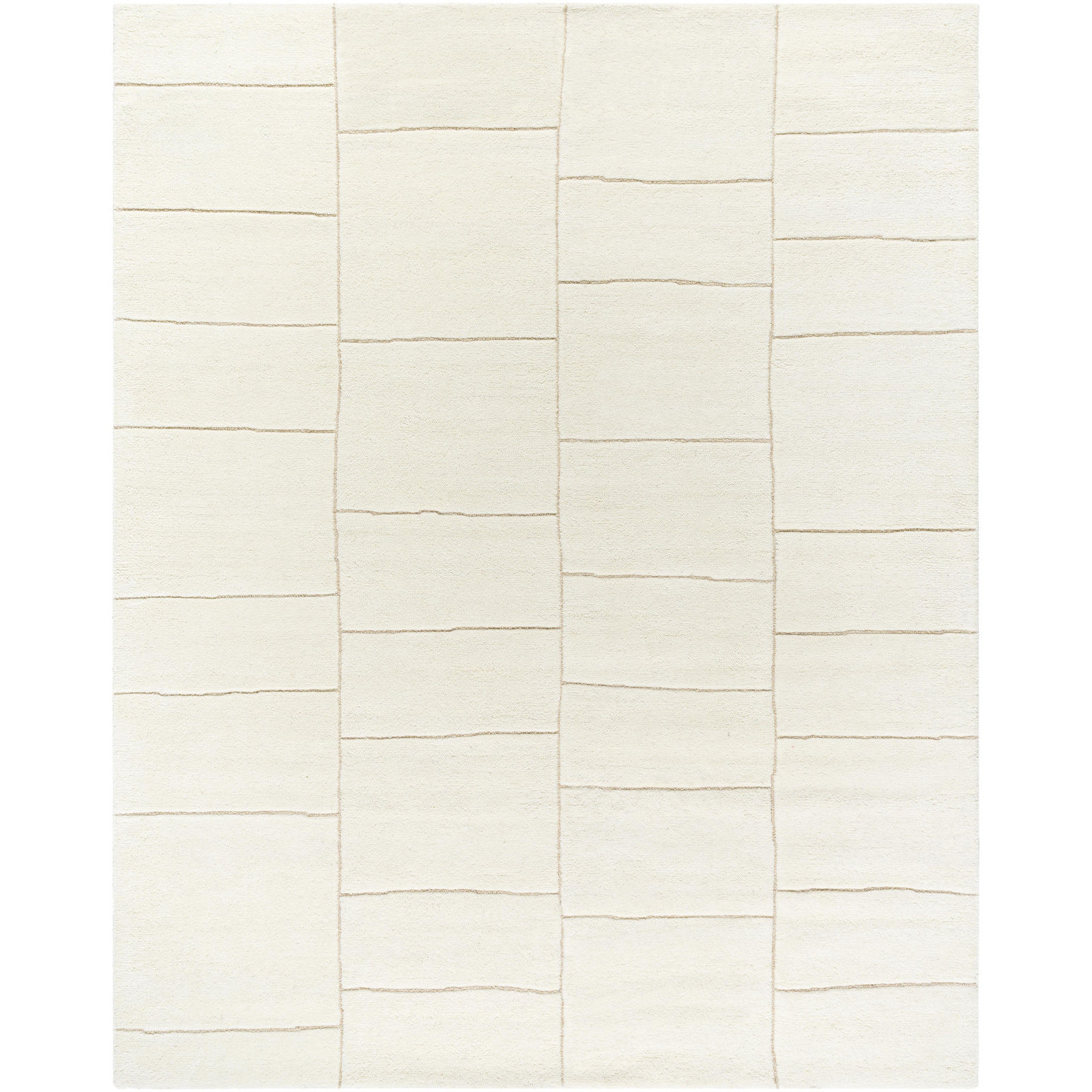 Hand-Tufted Geometric Ivory Rug, Rectangle 5' x 7'6"