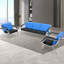 Ensemble de mobilier de salon moderne 3 pièces - Canapé 3 places en tissu bleu et noir + 2 fauteuils d'appoint avec structure en métal, pour la maison et le bureau-101038631