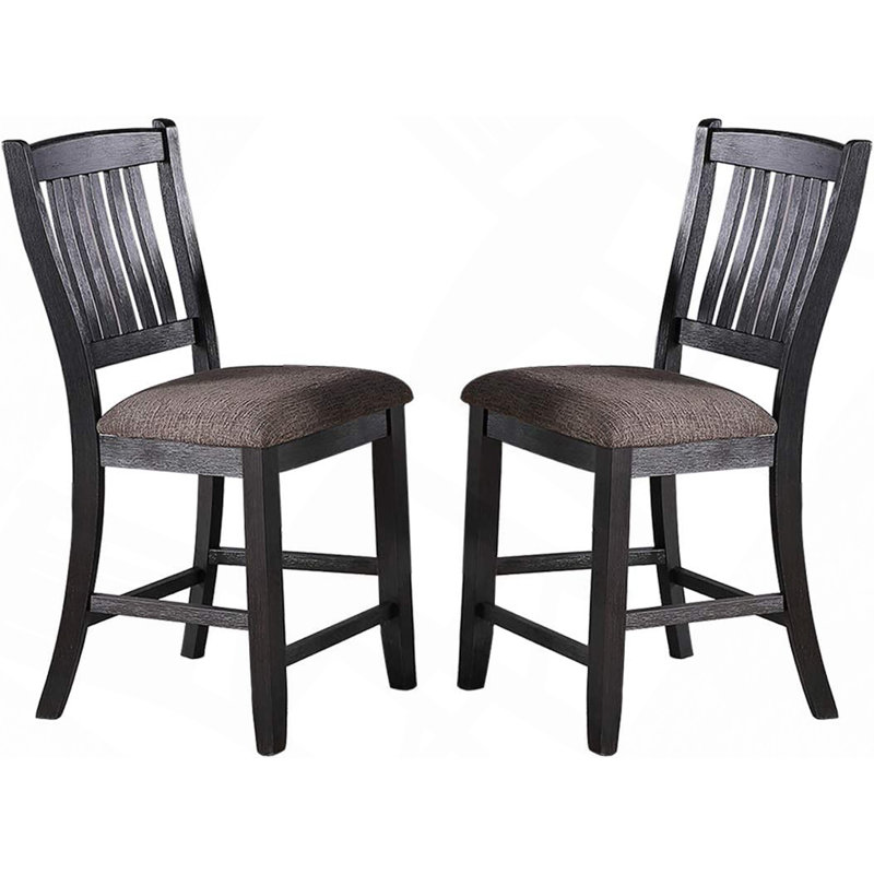 Ensemble de 2 chaises de salle à manger en bois foncé à motif de comptoir foncé