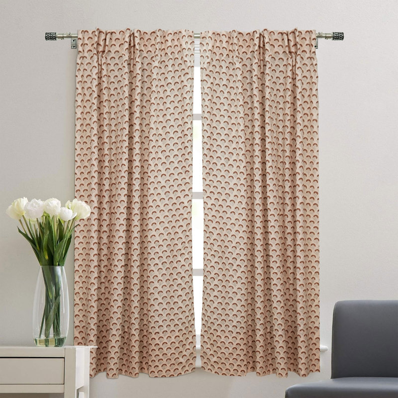  Rideau bohémien à motif floral en lin imprimé floral - Juju, L 54 po x L 45 po