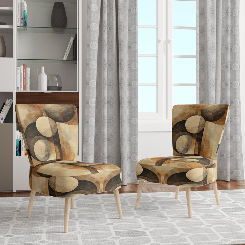 Chaise rembourrée Abstract Shapes - Chaise d'appoint en formes sépia Space II, Chaise d'appoint sans accoudoirs