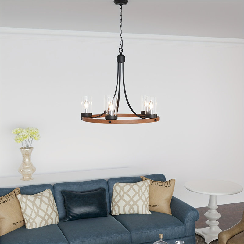 5 Lights Wagon Wheel Chandelier