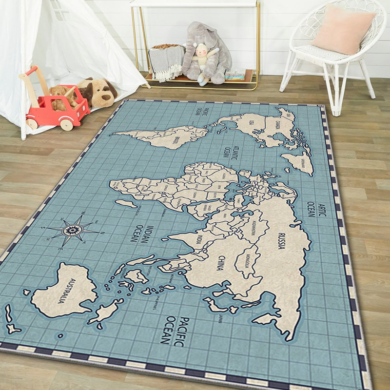 Luxurious Polyester Area Rug, 3.3 x 4.6 Feet | 740 g/m² Velvet Fabric, Non-Slip Felt Dot Underside, Laminated Sponge for Comfort | Antibacterial, Machine Washable at 86°F | Elegant Digital Print Design for Home Décor