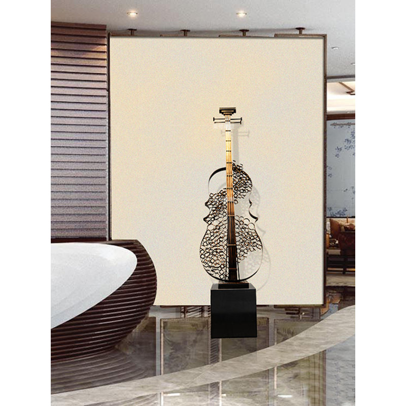 Ornement néo-classique à base de marbre en fer forgé pour violon, 47.24" H x 14.96" W x 17.32" D
