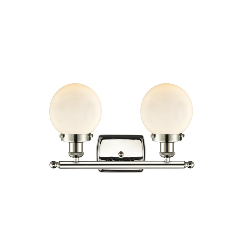 Éclairage pour salle de bain 2 lumières Chippewa, Blanc mat, Incandescent, Nickel poli