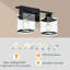 Éclairage pour meuble-lavabo de salle de bain noir mat, luminaires pour meuble-lavabo à 2 lumières au-dessus du miroir, conception carrée et certification UL, appliques murales avec abat-jour en verre transparent, douille E26 (ampoules non incluses)