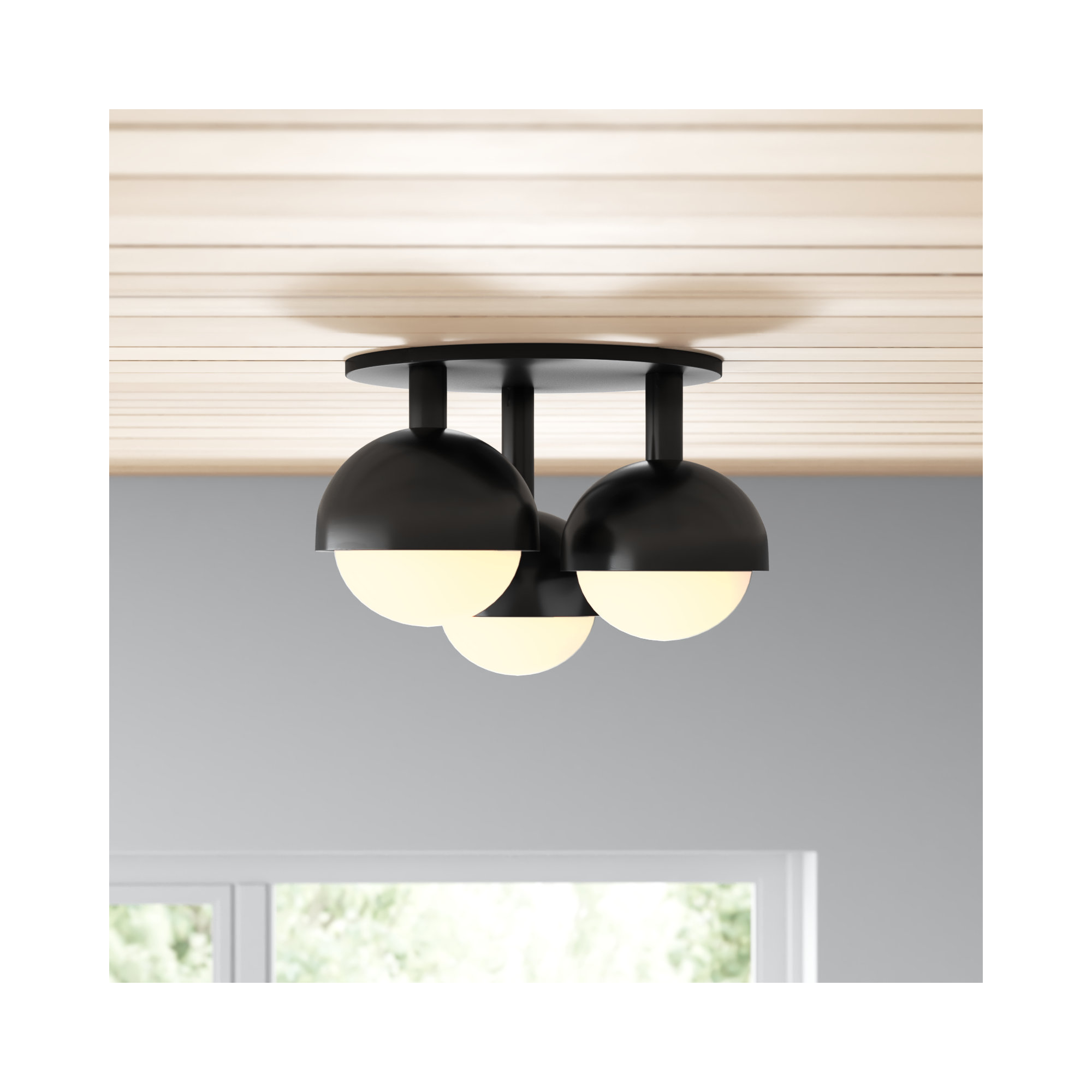 Weston 3 Light Glass Semi Flush Mount, Old Bronze