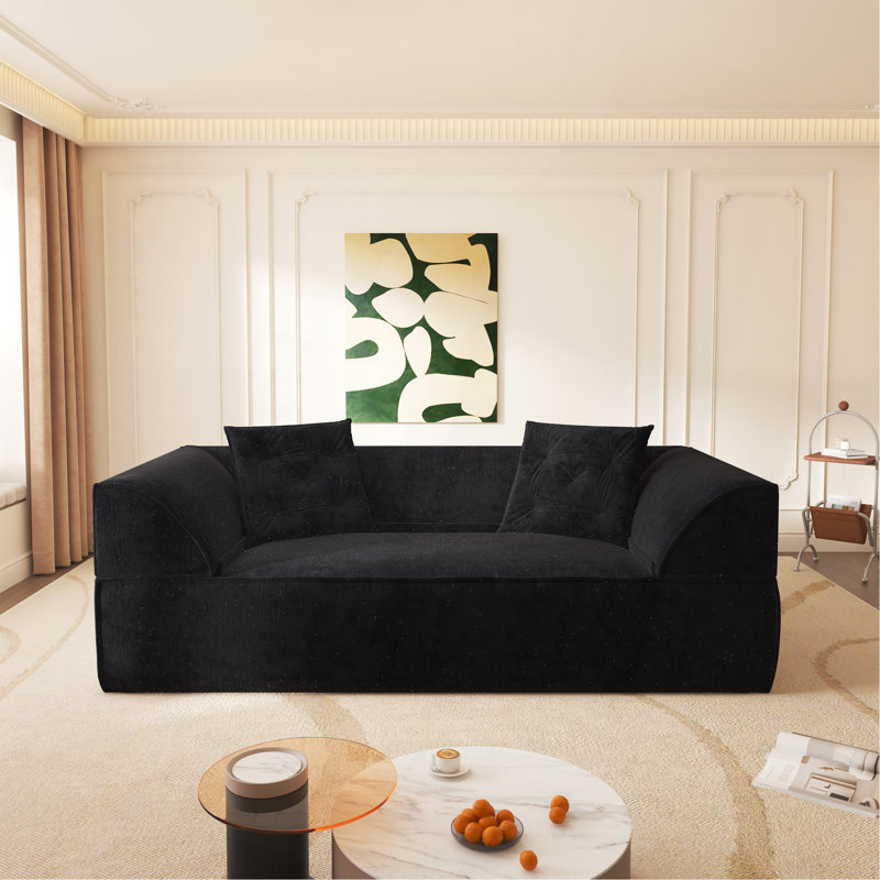 Canapé-lit convertible 3-en-1, canapé moderne à assise profonde de 79,5 po avec 2 coussins, canapé 3 places, canapé en tissu de chenille étincelant, méridienne pour salon, studio, bureau