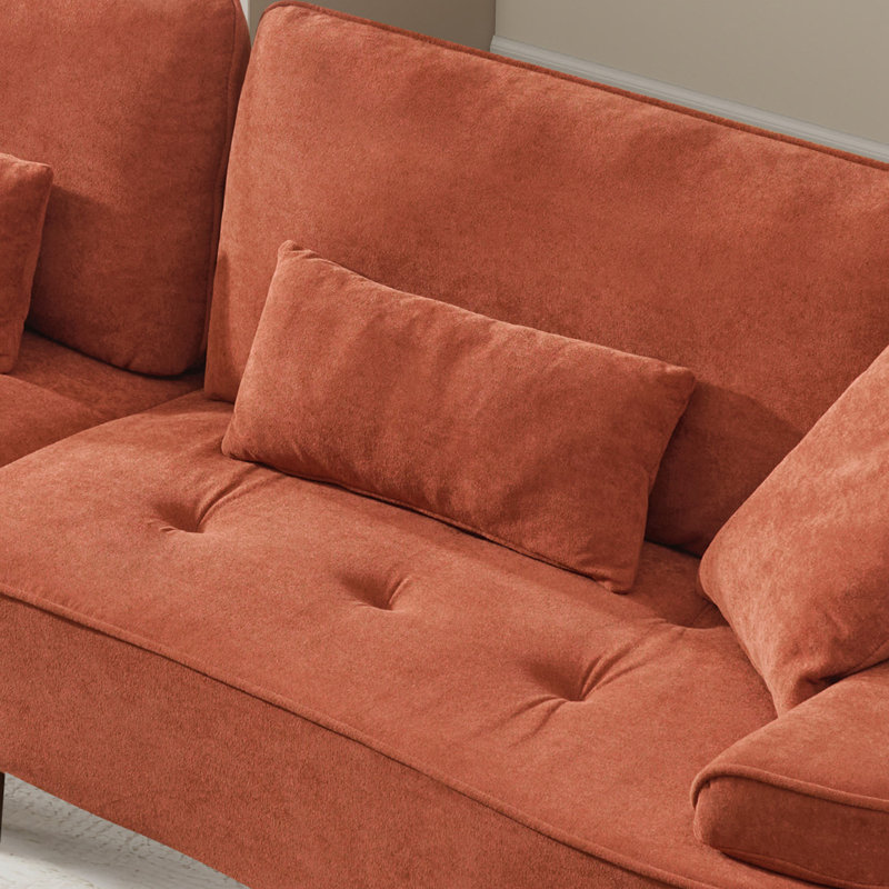 Canapé moderne rembourré avec assise très profonde, Rouge brique