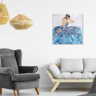 «Blue And Festive», élégante princesse robe glamour sur toile bleue pour chambre