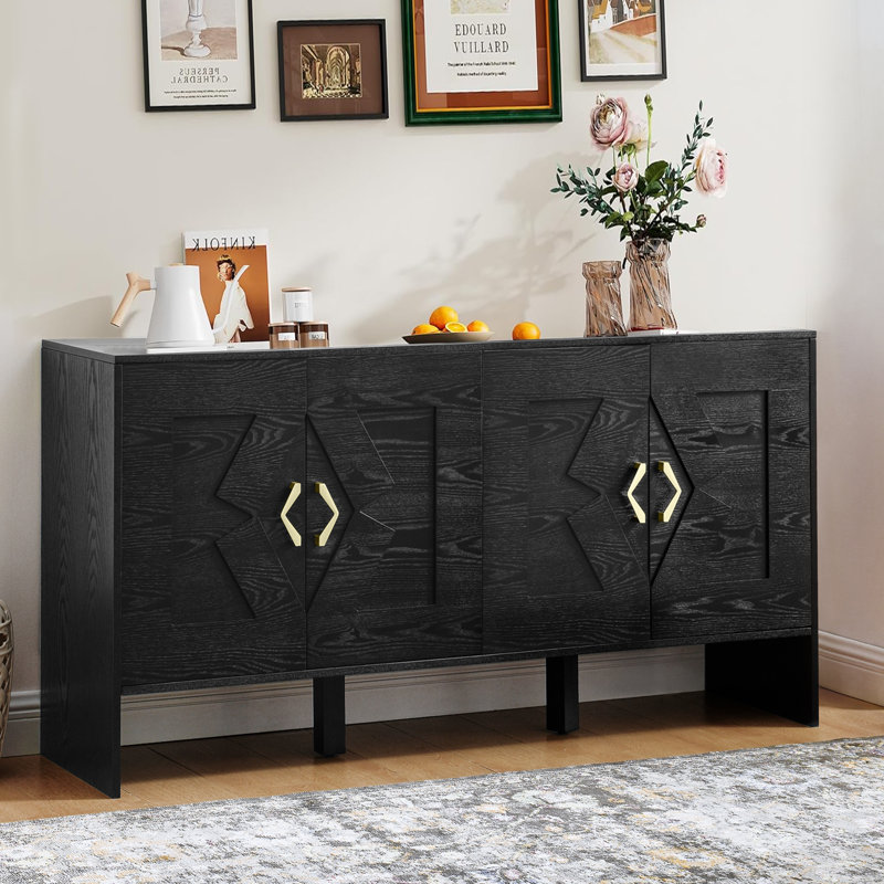 Buffet 60 po Mid Century Modern Buffet, Noir