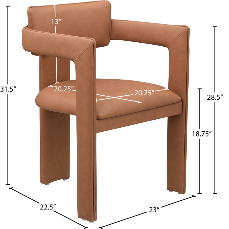 Chaise en cuir Exilda, Cuir cognac végétalien
