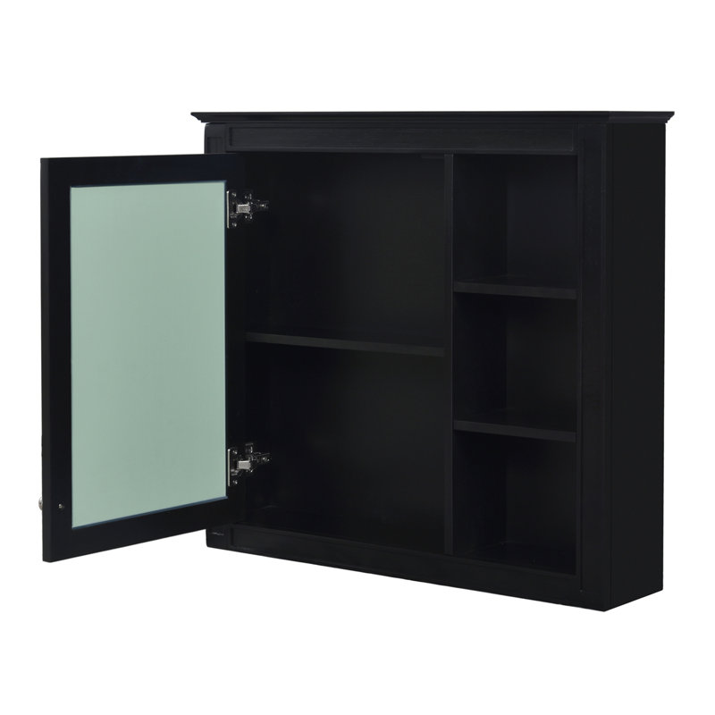 Armoire de salle de bain murale avec miroir, Noir