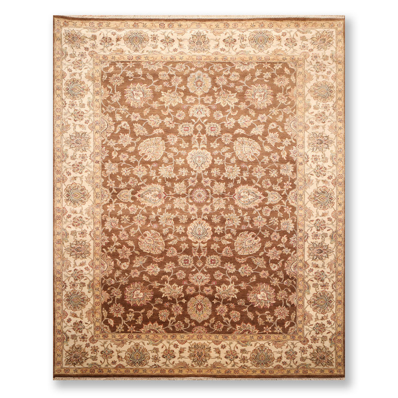 Tapis zone en laine 10 pi 9 po x 11 pi 10 po one-of-kind noué la rouille/bourgogne/brun 8 pi 9 po Almazan