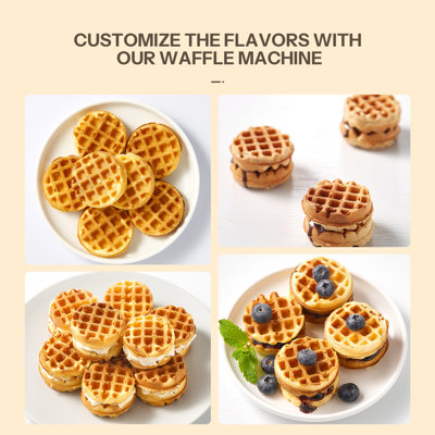 Multi Mini Waffle Maker, 8 x 1.8 Inch Nonstick Waffle Iron - 8 Small Waffles Quick Heat-Up, Easy Chaffle Baker for Kids' Small Bites, Home & Commercial Restaurant Use