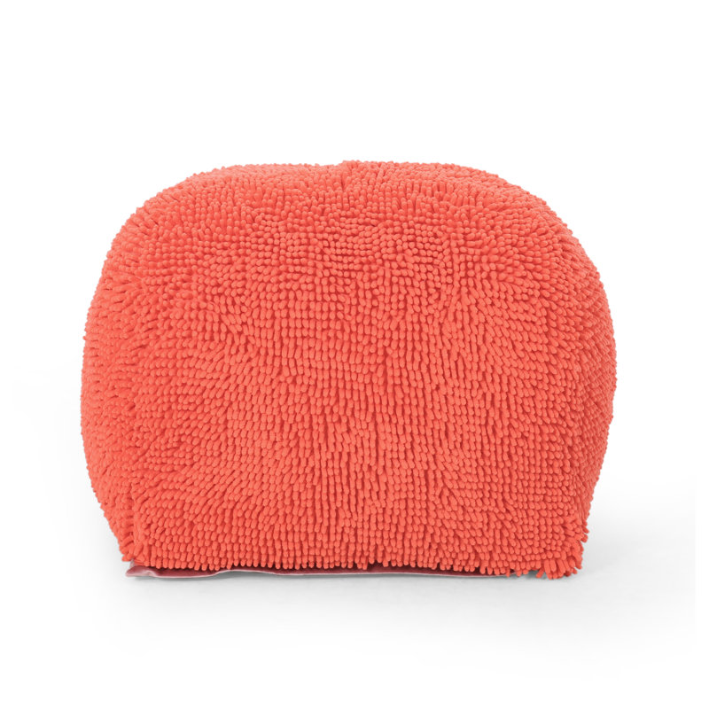 Repose-pieds en microfibre Coral, Microfibre / microsuède orange