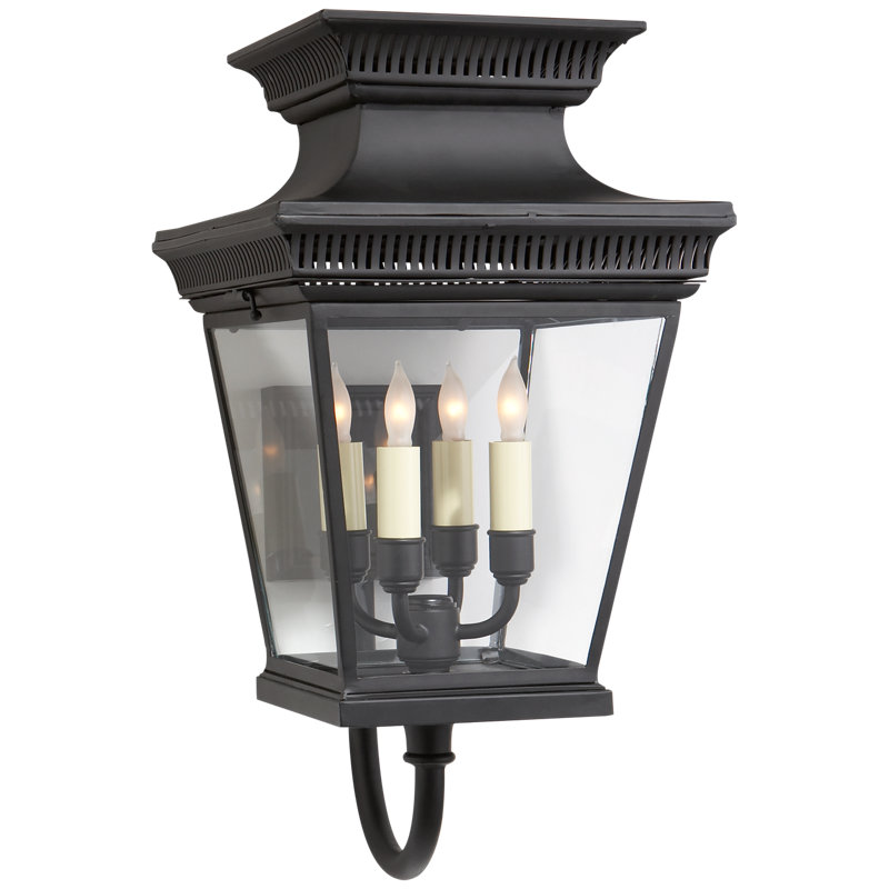 Chapman & Myers Elsinore Medium Bracket Lantern, Black, 31.25" H x 16.75" W x 16.75" D