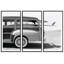 Old Woodie Station Wagon with Surfboard Framed