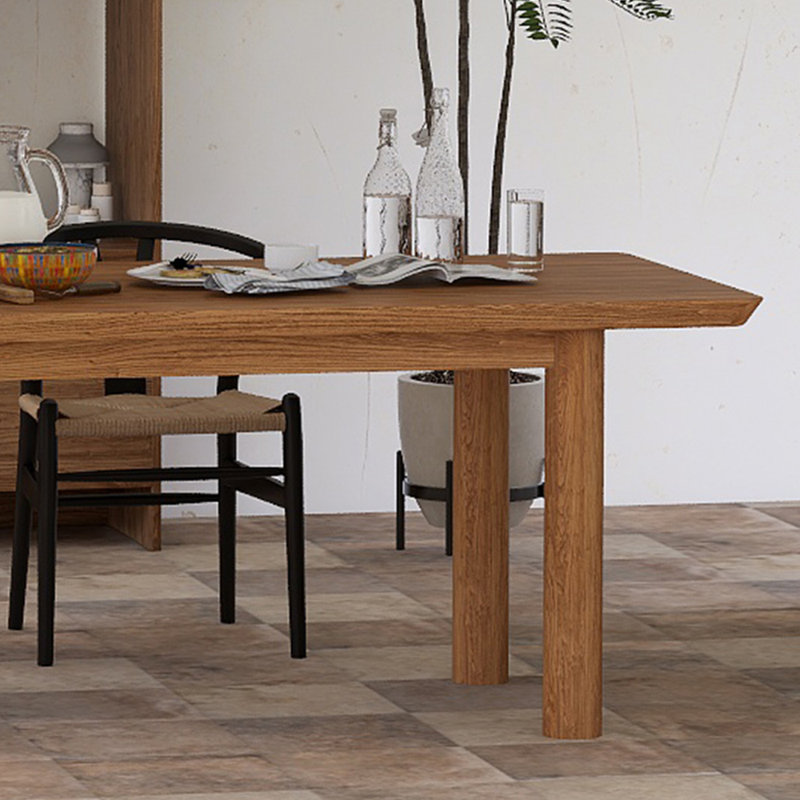 Sleek Modern Minimalist Solid Wood Dining Table Solid Wood Dining Table, Brown