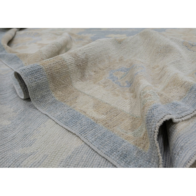 Tapis turc Oushak fait à la main 9 pi 10 po x 10 pi 6 po