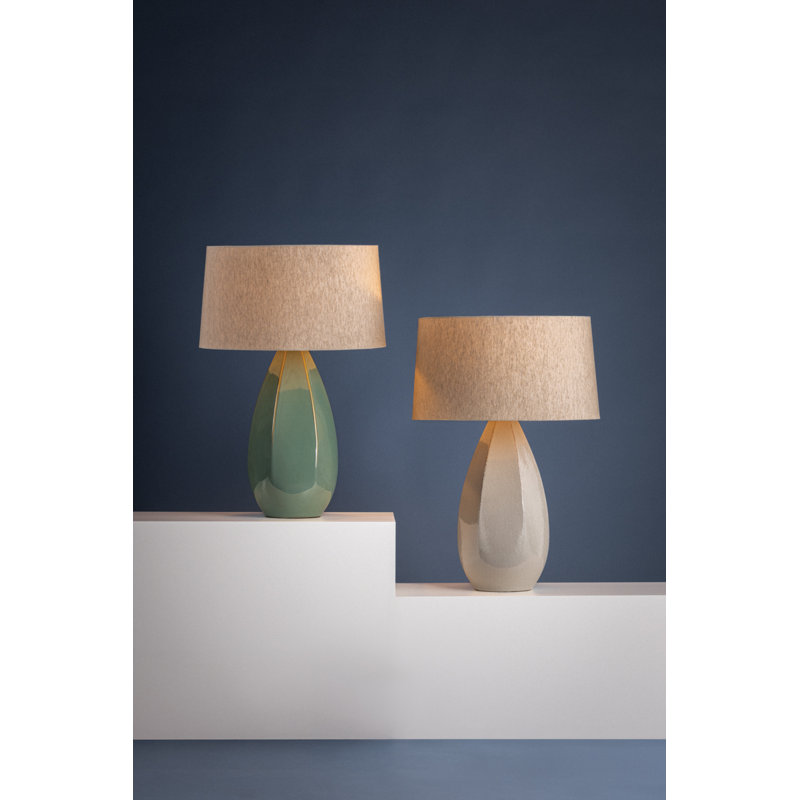 Colwyn Table Lamp in Aged Brass and Ceramic Dove White, Cream, Cream