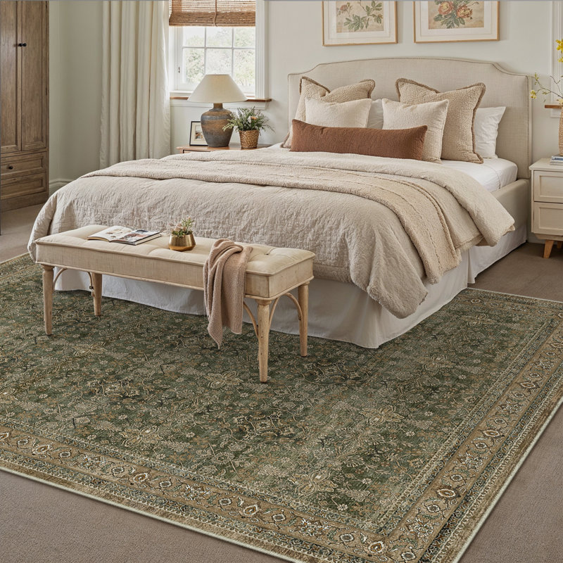 Kellems Vintage Machine Washable Area Rugs For Living Room With Non-Slip Backing, Rectangle 5' x 7'