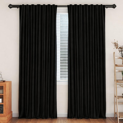 Rideaux occultants en velours, isolants thermiques, pour salon et chambre, 132 cm de large x 229 cm de long (2 panneaux), noir.