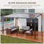Ensemble de pavillon de jardin en aluminium 10 x 14 pi avec toit incliné et ensembles de conversation extérieurs