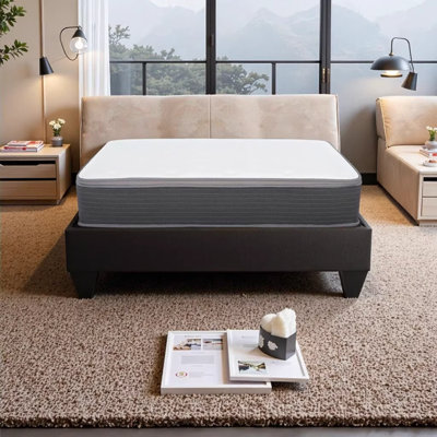 Matelas hybride pour grand lit 8 po dans une boîte avec ressorts ensachés et mousse viscoélastique imprégnée de gel pour soulager la pression et rafraîchir le sommeil