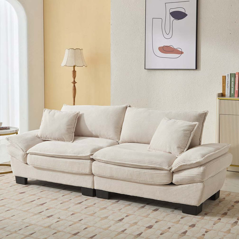 Canapé avec coussins Corduroy, Beige