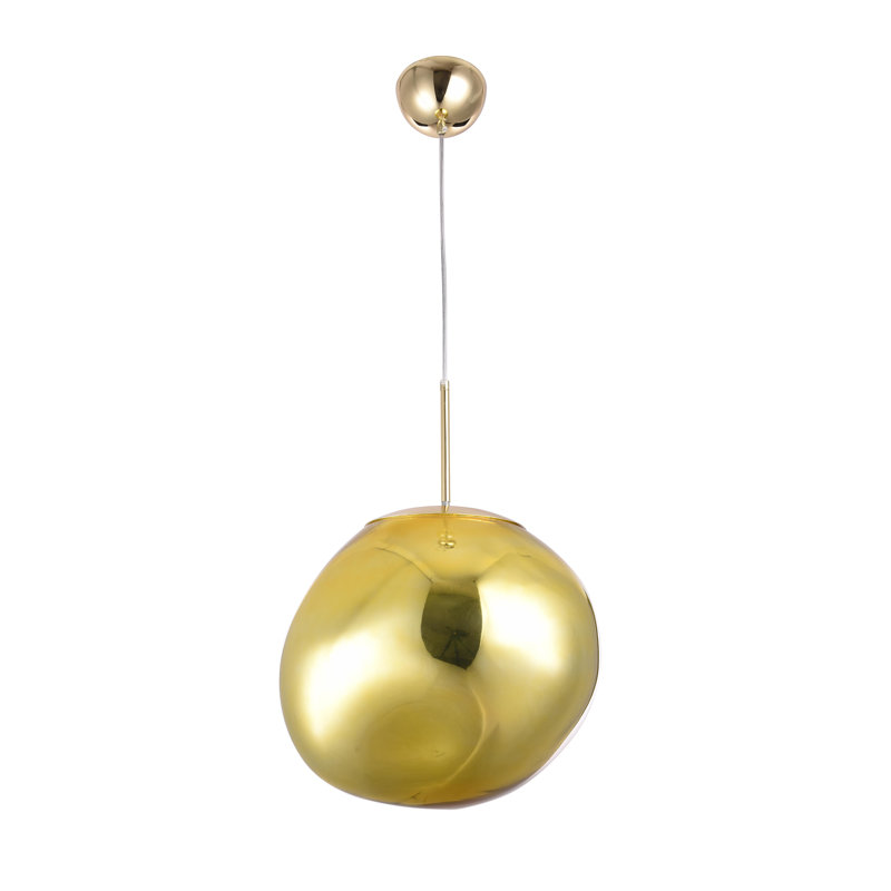 Luminaire suspendu moderne en acrylique 1 lumière, Or, H 15 po x l 15 po x P 15 po