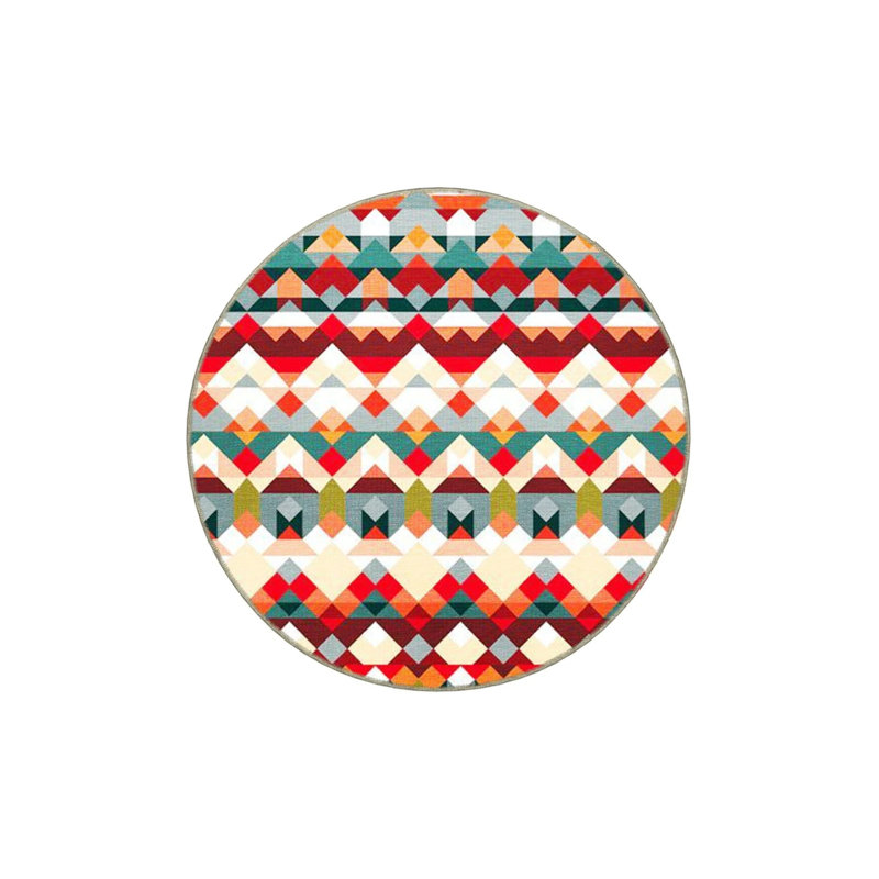Tapis décoratif créatif moderne avec motif géométrique triangulaire multicolore, Rond 5 pi
