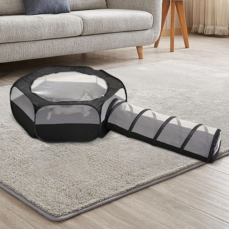 Parc pour animaux 47 "avec tunnel, cage de cochon d'Inde, cage respirante pour chat avec couvercle, parc pliant pour hamster pour chiens