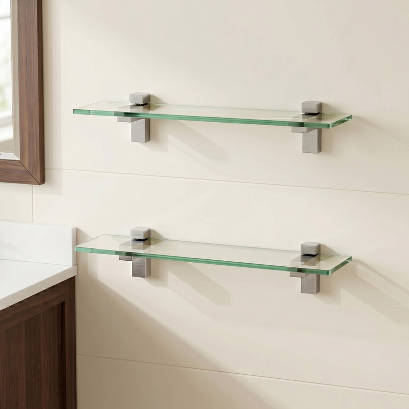 Tablette de salle de bain Keyshia, Nickel brossé, H 3,5 po x l 15,75 po x P 4,72 po