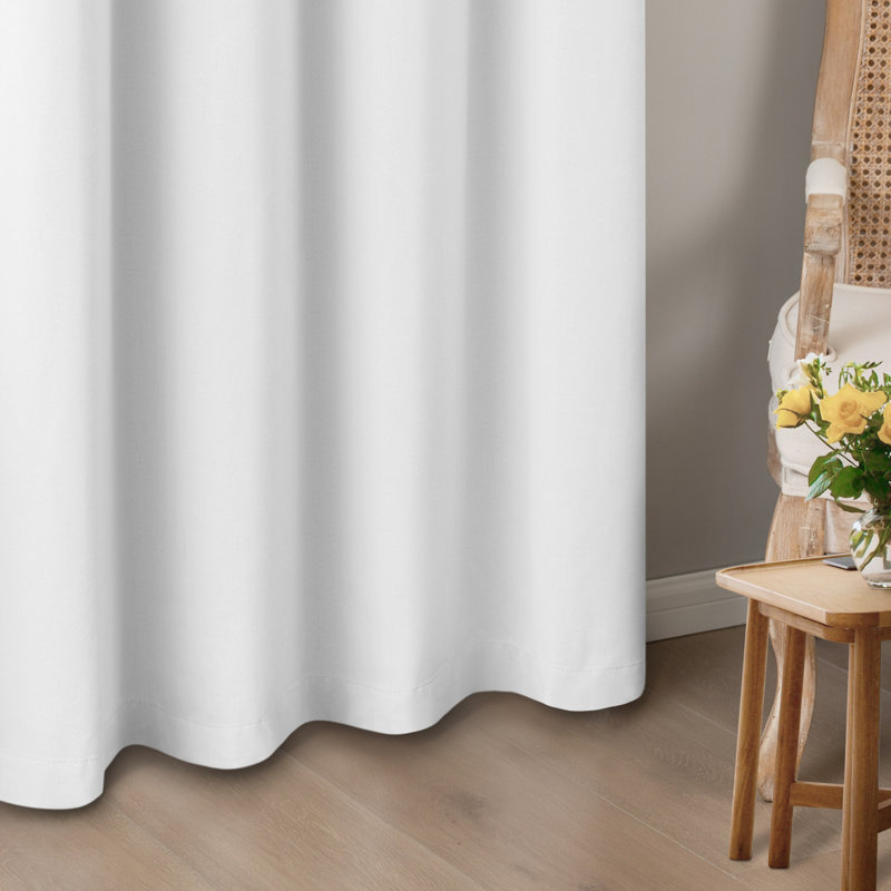 Jimmy Boho Faux Linen 100% Blackout With Liner Grommet Curtain Pair, 52" W x 84" L, White