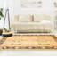 Tapis décoratif en laine noué à la main de conception unique noué à la main new age paki 18/20 beige 6 pi 1 po x 9 pi 2 po